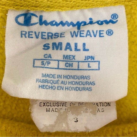 Vintage Champion Embroidered Pullover Sweatshirt-Yellow-Unisex S-Vtg-80s-90s-Y2K - Picture 3 of 10